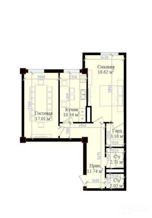 Коробка в престижном Mavera town 3 комнаты на Глинке`