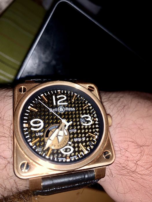 Златен ,часовник! Bell&Ross BR 01-97 RESERVE de MARCHE Rose Gold 18 k