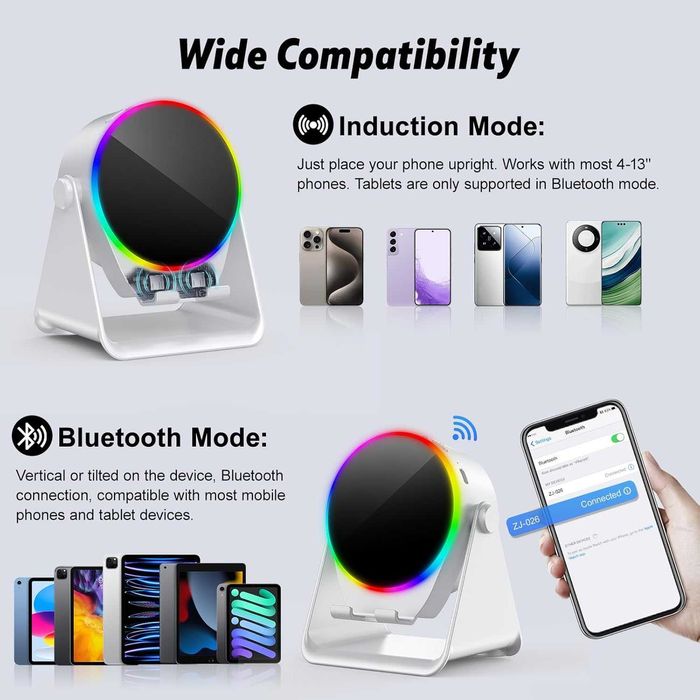 Беспроводная индукционная/bluetooth RGB колонка GIM