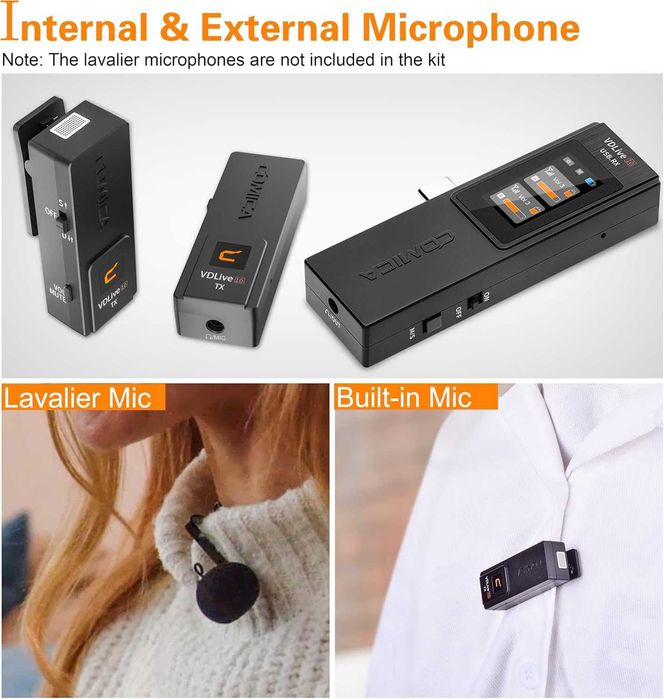 Microfon dual tip lavaliera USB C,CoMica VD life 10,2,4G,negru,sigilat