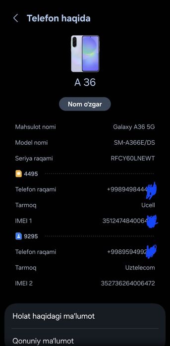 Samsung a36 8/128 GB
