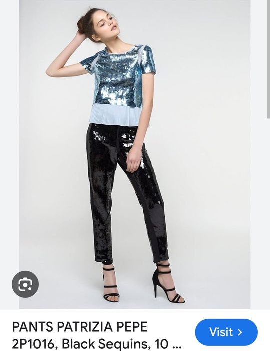 Дамски топ Patrizia Pepe, вечерна риза с пайети