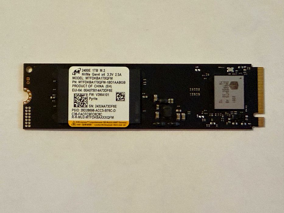 1TB 1000GB SSD NVMe Gen 4x4 Micron 2400E/MTFDKBA1T0QFM-1BD1AABGB