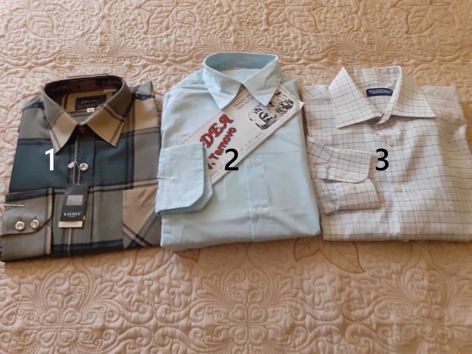 Мъжки нови ризи/цветни и бели/ с дълъг ръкав- от 6 до 10 лв.