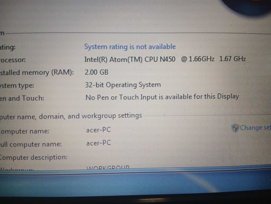 Vand minilaptop Acer Aspire KAV50