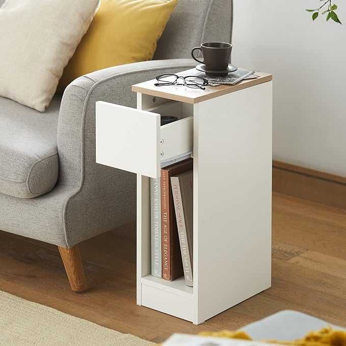 SoBuy FBT111-WN Нощно шкафче, крайна масичка за кафе с чекмедже