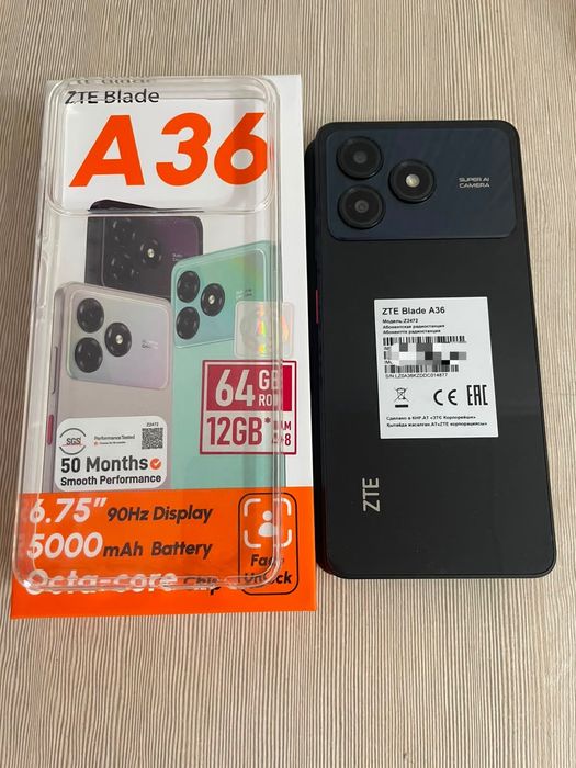 Продам смартфон,ZTE A36  4-64 gb