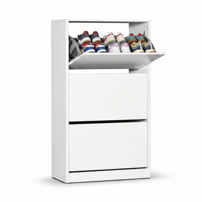 Pantofar Adore Max Plus, 18 Perechi, 3 Compartimente, 73x119x26 cm - Alb