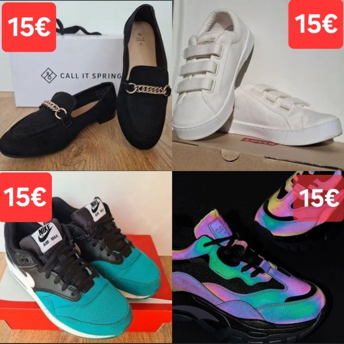 15€ за чифт, 50€ за всички общо! Дамски обувки мокасини/лоуфъри/кецове/сникърси/маратонки