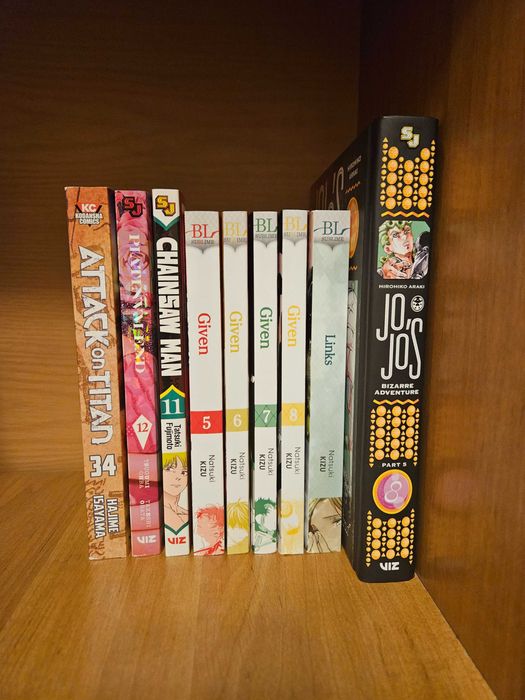 Manga one punch man, attack on titan, bleach, jojo's, hunter x hunter