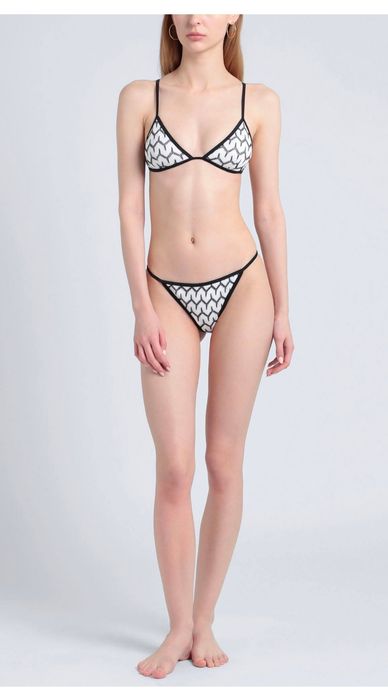 Бански костюм S/M бял черен две части горнище долнище triangle bikini