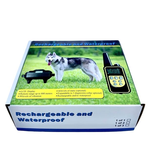 Zgarda electrica dresaj câini, 800 m, 99 nivele, electrozi cauciucati