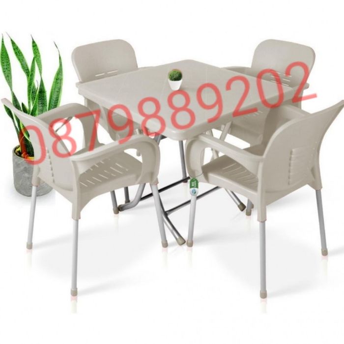 Градинска маса с метални крака 80x80см