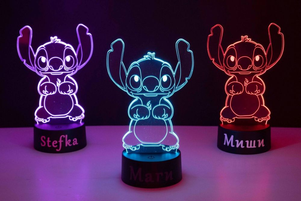 Нощна лампа Стич с име по избор