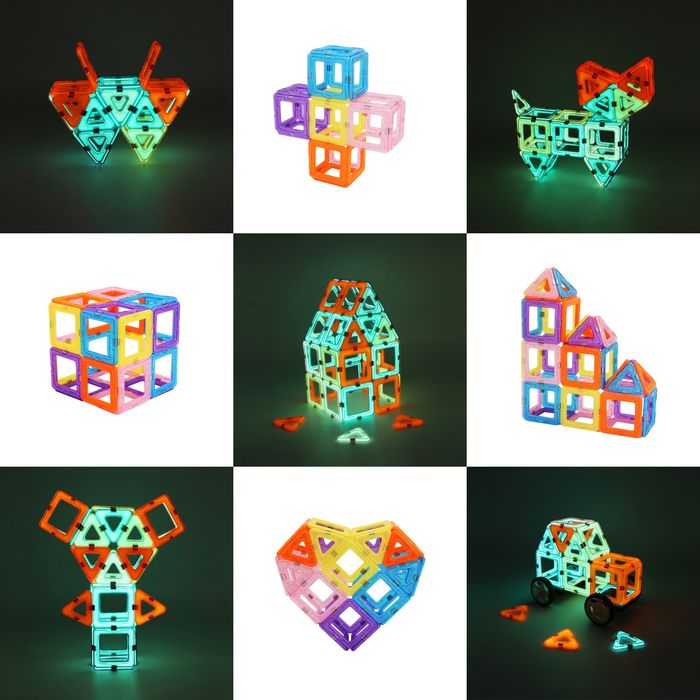 Joc magnetic de constructie, 42 de piese fosforescente