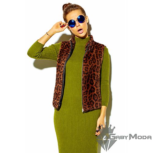 Дамски леопардов елек