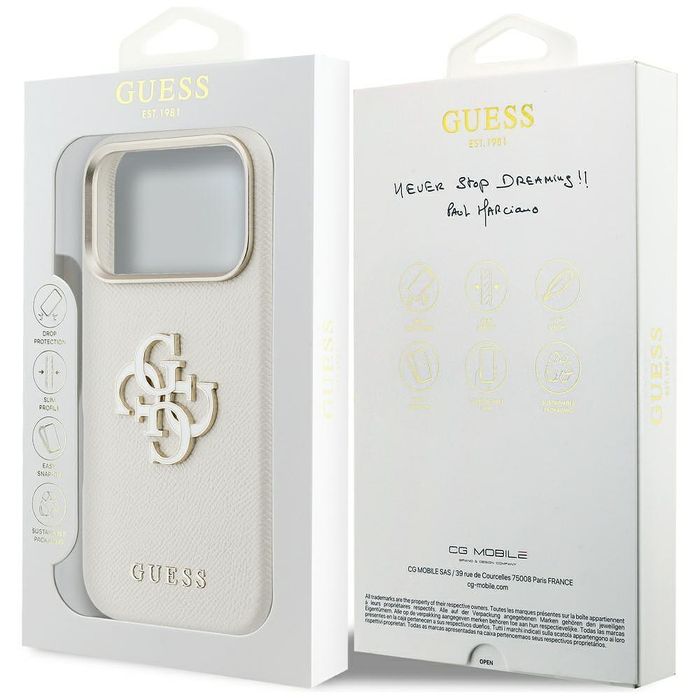 Кейс guess hardcase resin logo за iphone 17 pro max – beige