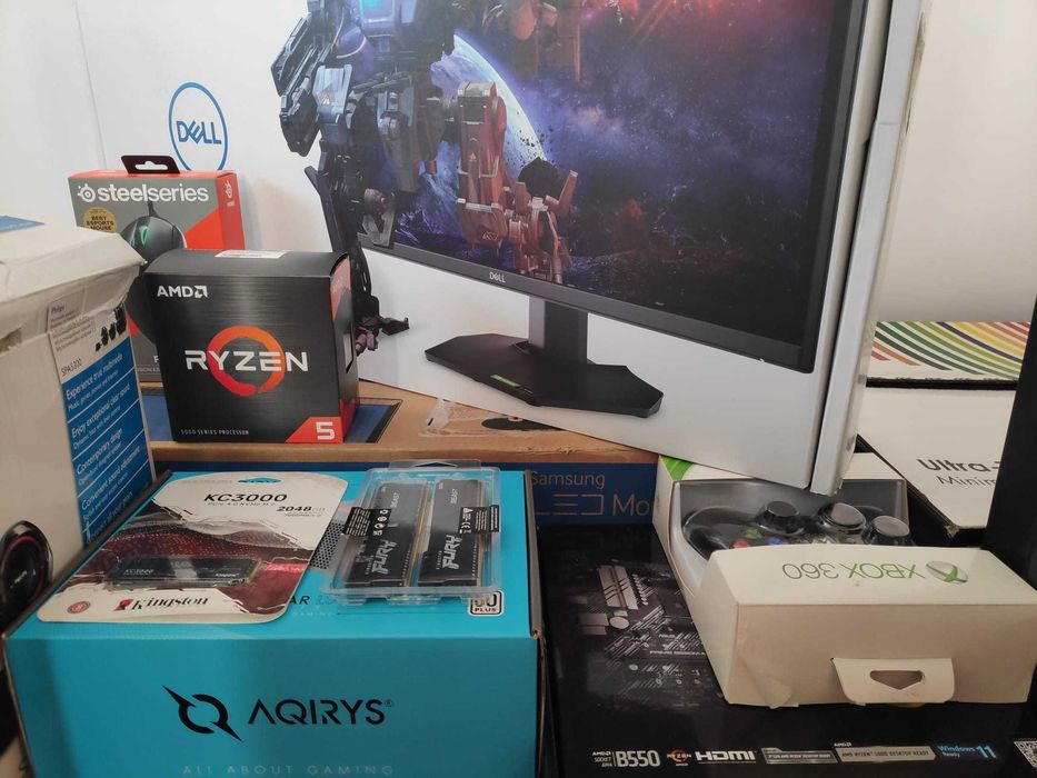 Vand componente de top cu garanție Kingston 64GB RAM dual kit 3200MT CL16, SSD 2TB M2 7000mb scriere/citire, Ryzen 5 5600, Asus Prime B550m-A, Dell 2K