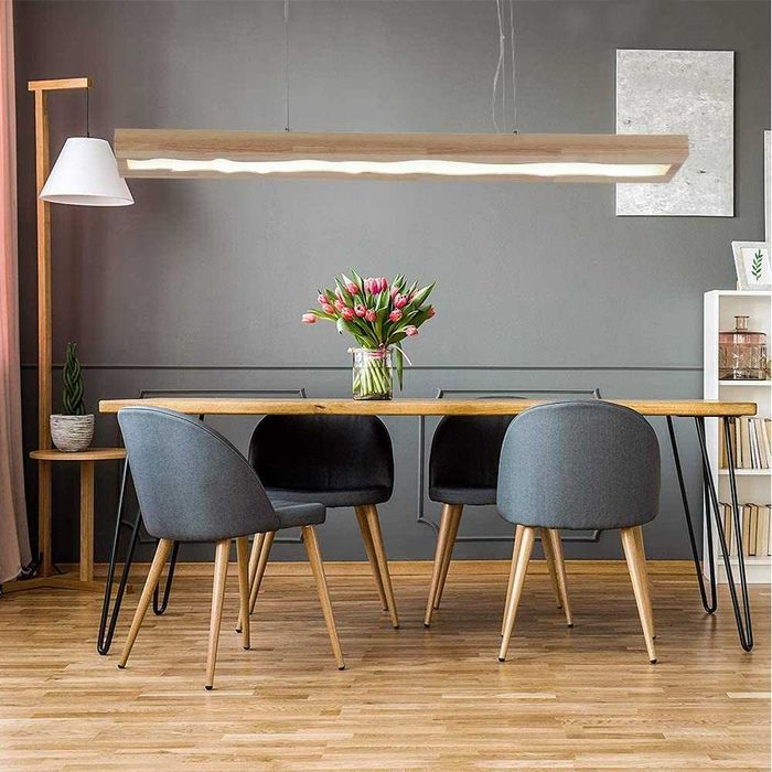 Лед LED Висящ полилей Дървена рустик винтидж димируема дистанционно