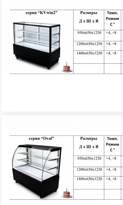 Холодильные витрины для магазина новые