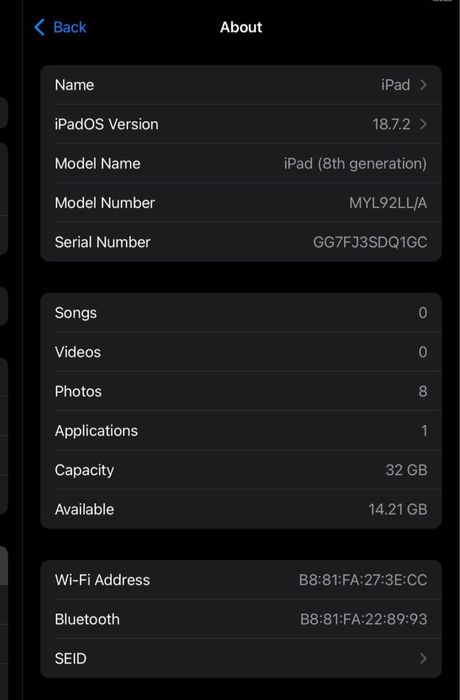 iPad 8 поколения 32гб Space Gray