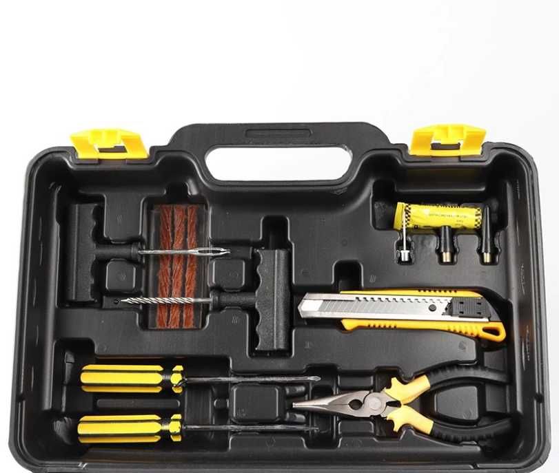 Двуцилиндров компресор за гуми в куфар с инструменти