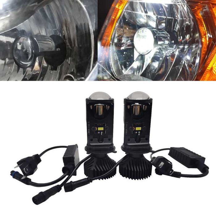Комплект от 2 LED крушки H4 с лупа, Y6, 2x35 вата, 110x60мм, Canbus