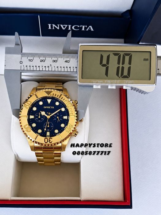 INVICTA Grand Diver Gold blue dial 47 mm, Инвикта нов мъжки часовник
