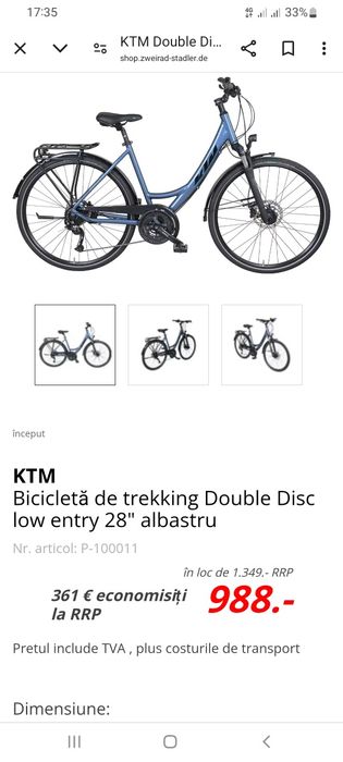 Bicicleta oraș KTM double disc