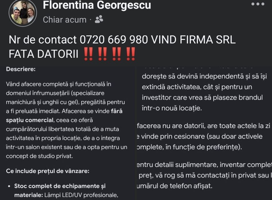 VÎND FIRMA DE UNGHII SRL FARA DATORII FARA PROBLEME‼️ nr tel 0720 669 980      ‼️Aparatura +geluri +oje semipermanenta +birou +lampi +scaun