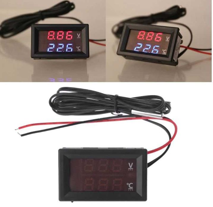 Ceas indicator voltmetru termometru auto max28V