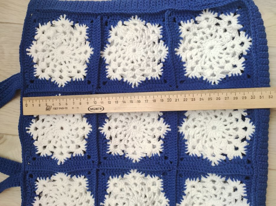 Сумка вязаная, снежинки