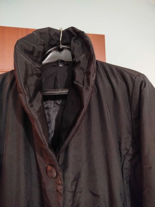 Дълго черно яке – кройка палто с шал яка, XL