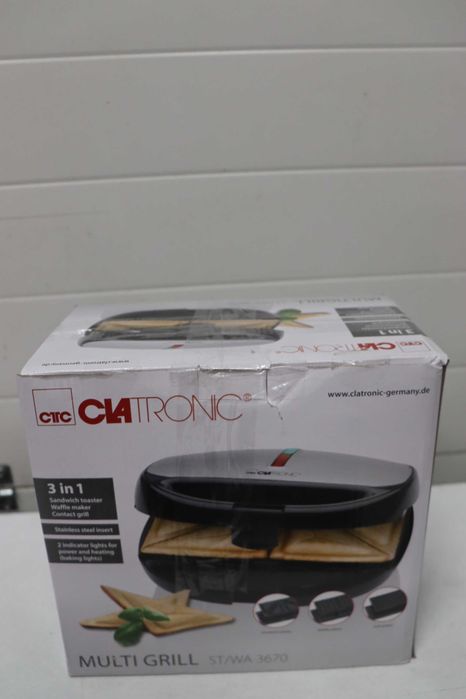 Clatronic ST/WA 3670 Гофретник със сменяеми котлони Черен, Неръждаема стомана