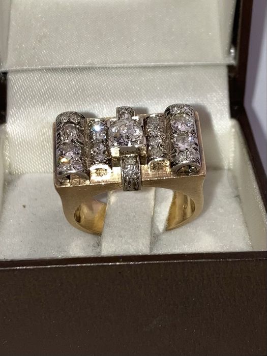 Inel tank aur cu diamante 1.30ct