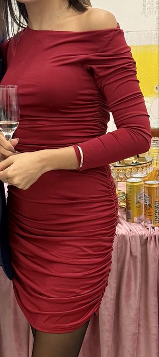 Платье женское бордовое