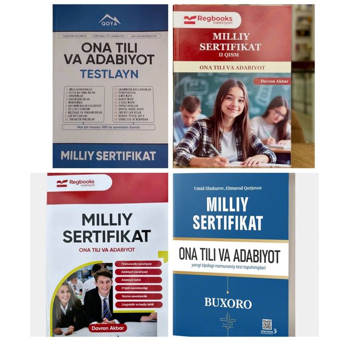 Доставка. Milliy sertifikat ona tili va adabiyot testlayn.