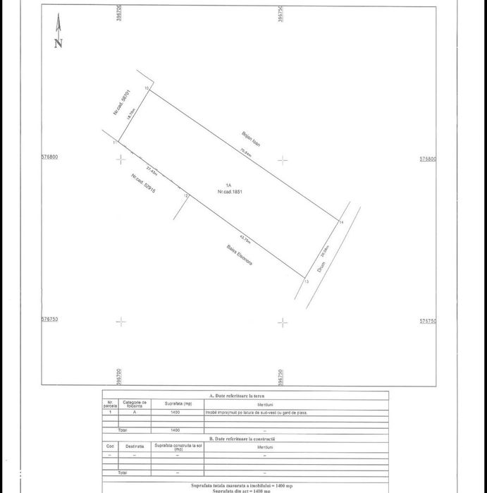 Teren intravilan de vanzare, 1.400 mp, Valcele