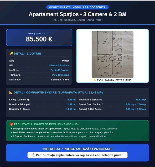 Apartament central, 3 camere decomandate — fotografia 1