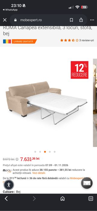 Canapea extensibila ROMA - MOBEXPERT