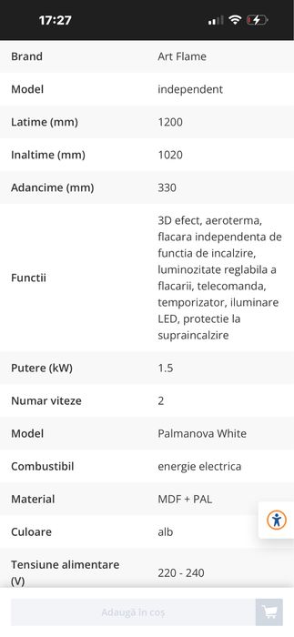 Semineu electric alb