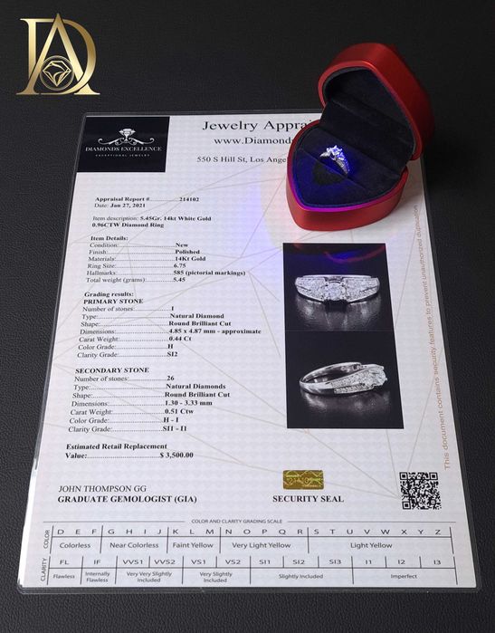 Нов Златен Пръстен с 0.96кт Естествени Диаманти