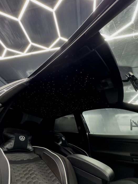 Retapitare plafon Dacia textil/alcantara gri/negru/bej + stele