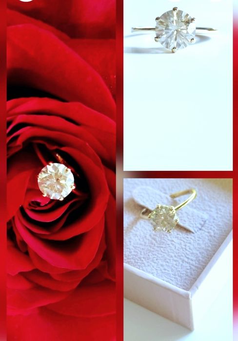 Inel cu diamant NATURAL stralucire pura, 1,72C,aur 18K,Round Brilliant