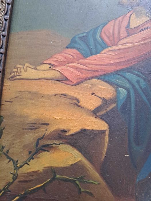 tablou icoana veche pictura pe lemn I Dogarescu 33/25 cm