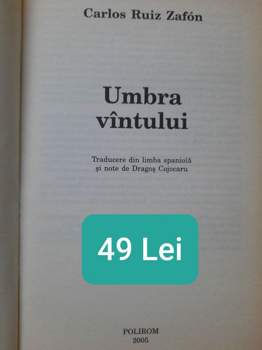 UMBRA VÂNTULUI,de Carlos Luiz Zafon