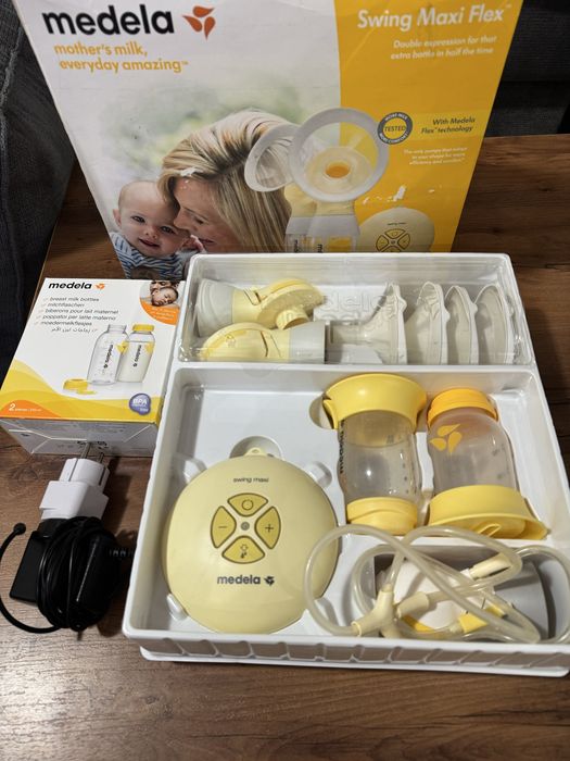 ЕЛЕКТРИЧЕСКА ПОМПА ЗА КЪРМА MEDELA SWING MAXI FLEX + Подарък допълнителен комплект шишета (чисто нови)
