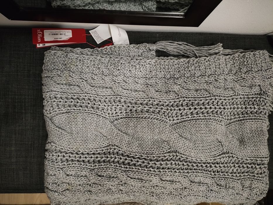 Нов шал S'Oliver с етикет дебел, мек, голям плетен шал