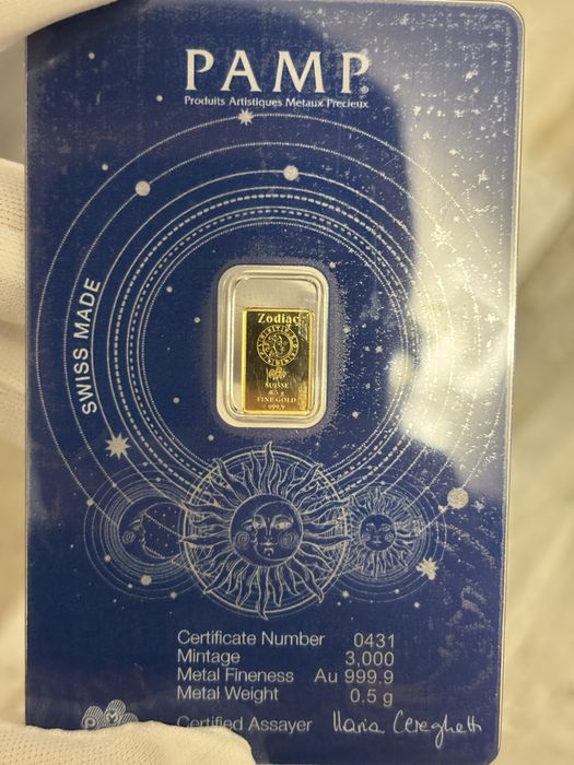 PAMP Sagittarius 0.5g Pure Gold Bar