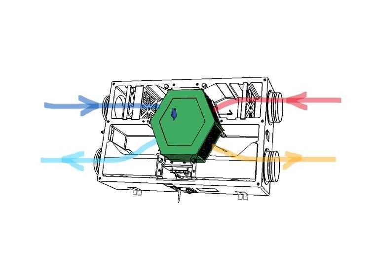 Рекуператор със заводски нагревател, байпас и ключ за управелние